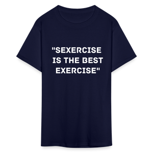 Unisex Classic Fruit of the Loom Exercise Print T Shirt - navy