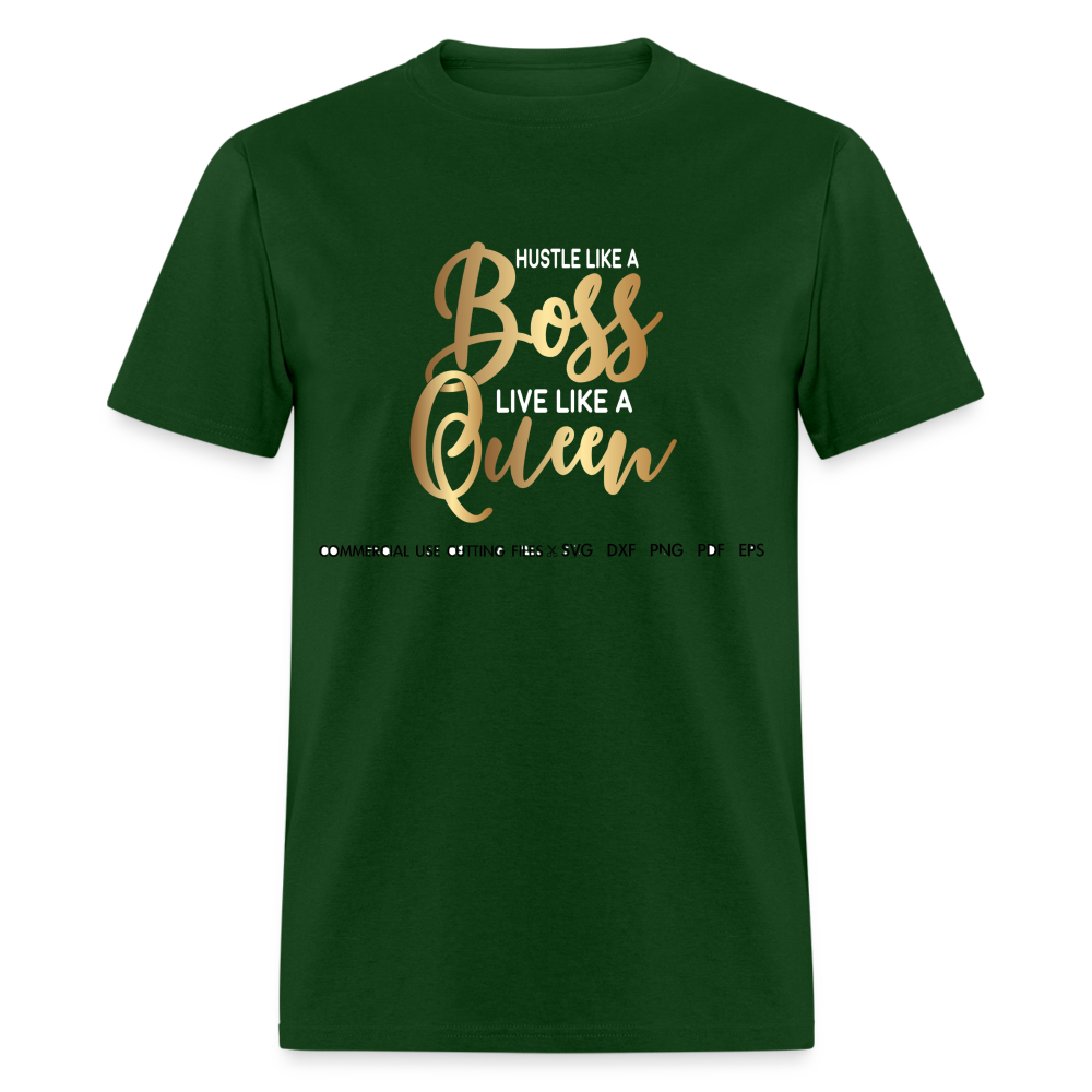 Women's Classic Boss Queen Print T Shirt - forest green