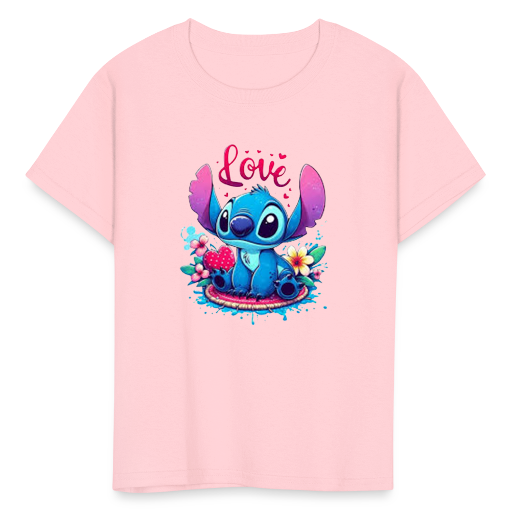 Kids Fruit of the Loom Stitch Print T Shirt - pink