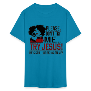 Women's Classic Jesus Print T Shirt - turquoise