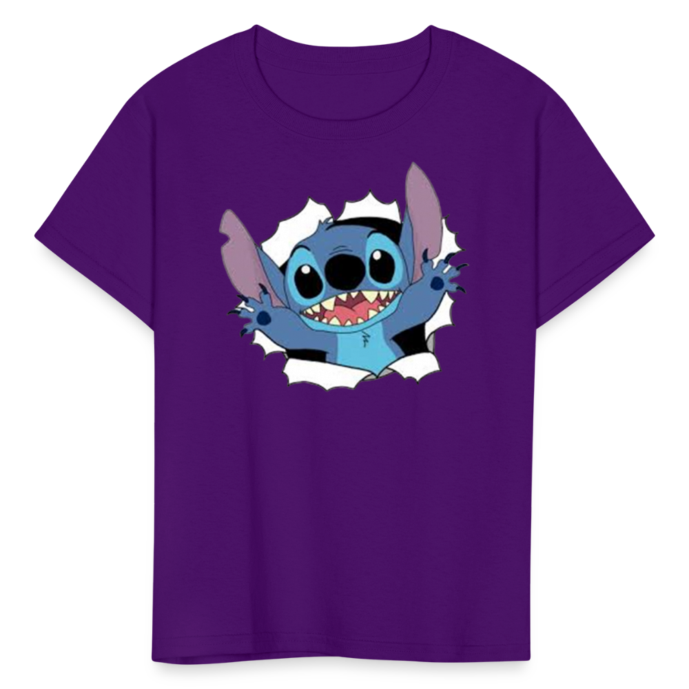 Kids and Babies Unisex Stitch Print  T-Shirt - purple