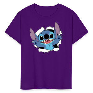 Kids and Babies Unisex Stitch Print  T-Shirt - purple