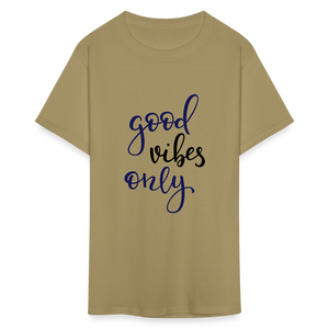 Unisex Good Vibes Print T Shirt - khaki