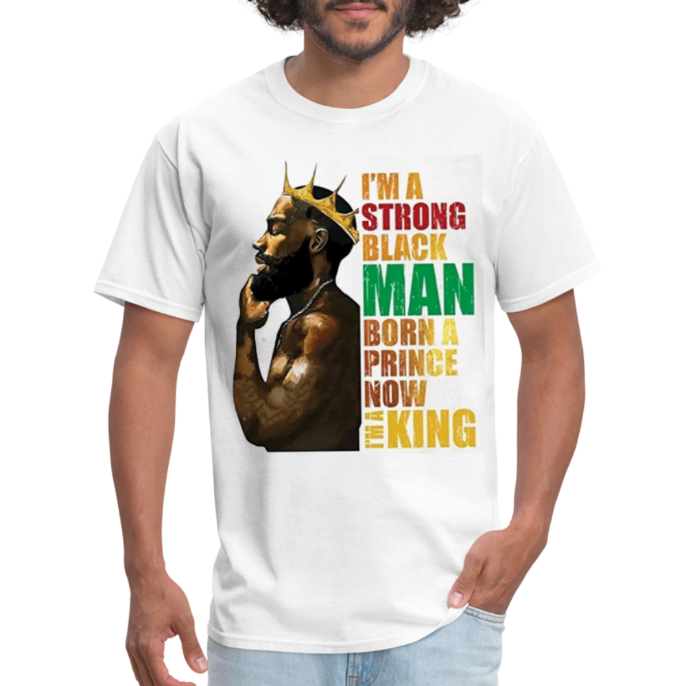 Men's Black King Print T Shirt - white