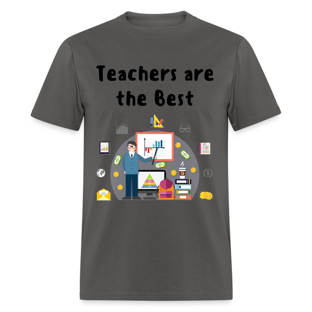 Unisex Adult Teachers Print T Shirt - charcoal