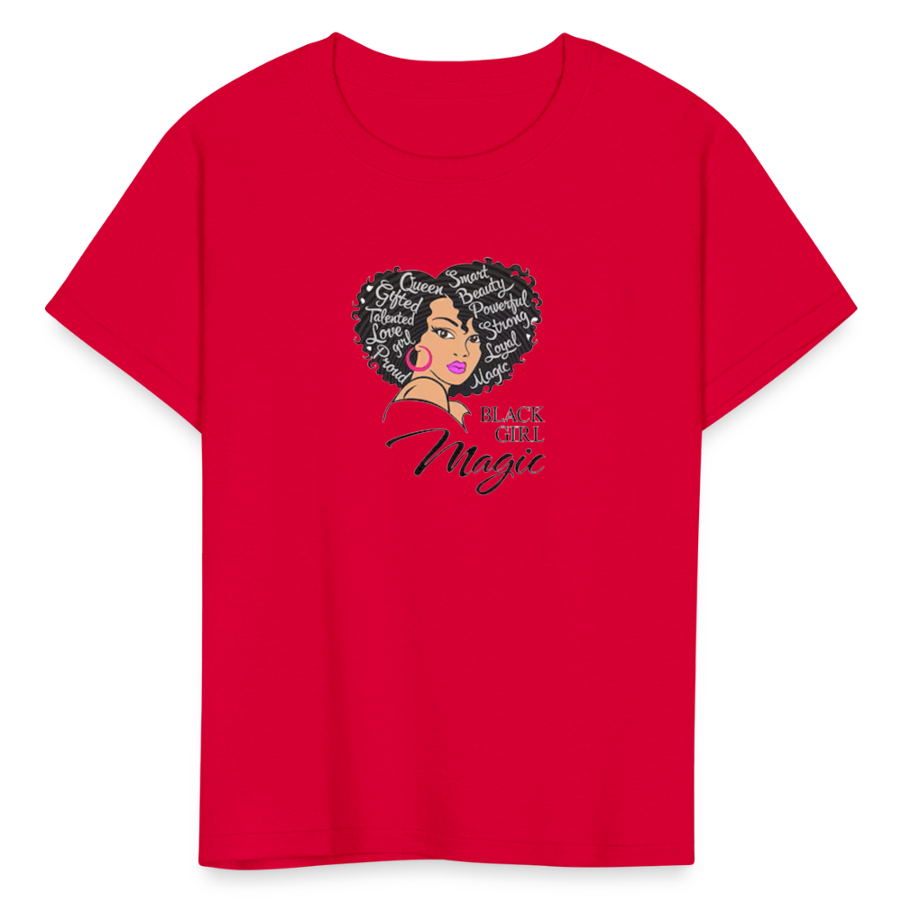 Girls Fruit of the Loom Black Girl Print T Shirt - red