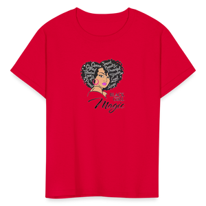 Girls Fruit of the Loom Black Girl Print T Shirt - red