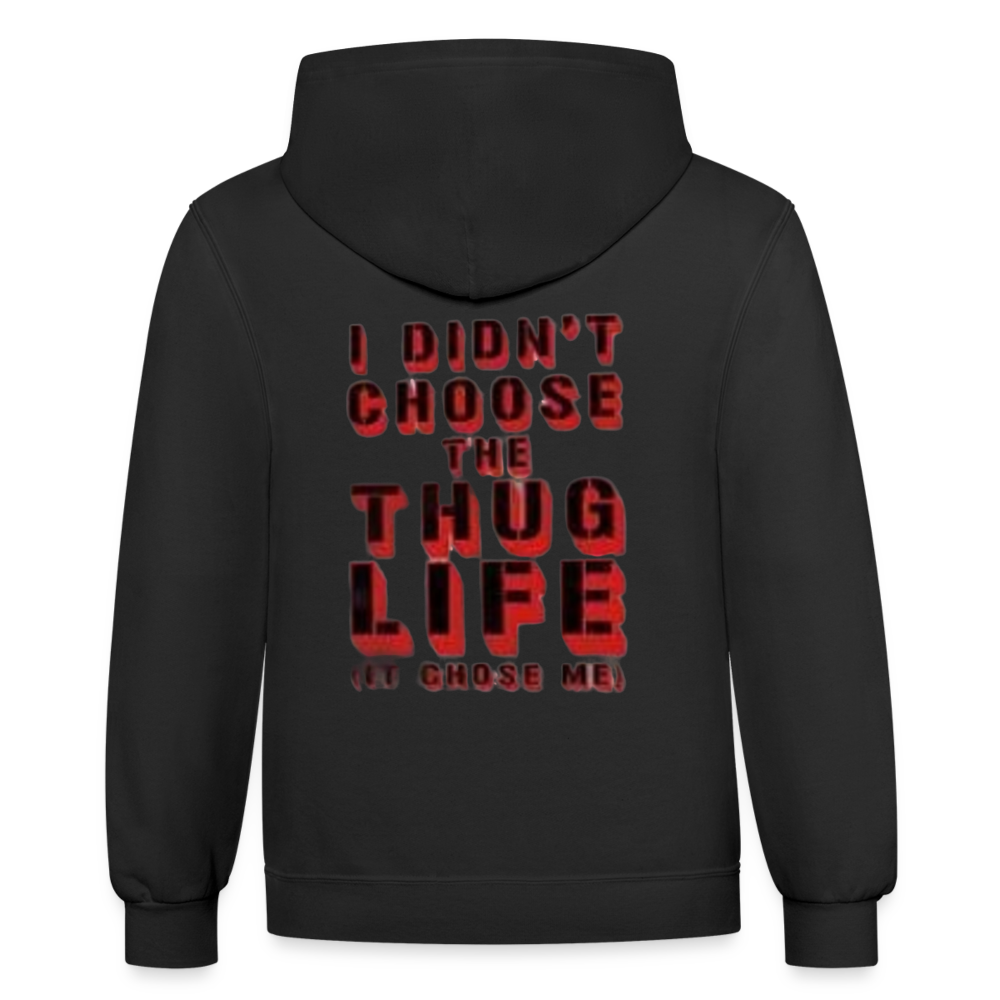 Boys Contrast Thug Life Print Hoodie - black/asphalt