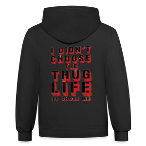 Boys Contrast Thug Life Print Hoodie - black/asphalt