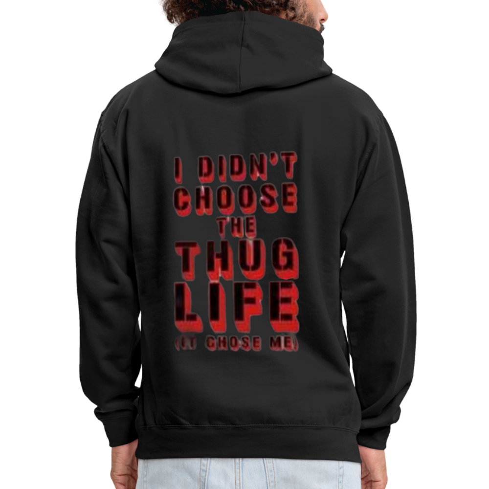 Boys Contrast Thug Life Print Hoodie - black/asphalt