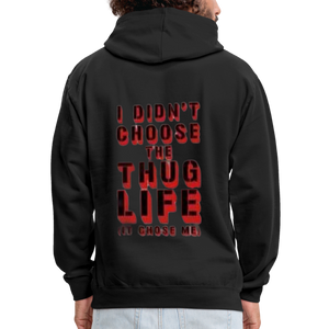 Boys Contrast Thug Life Print Hoodie - black/asphalt