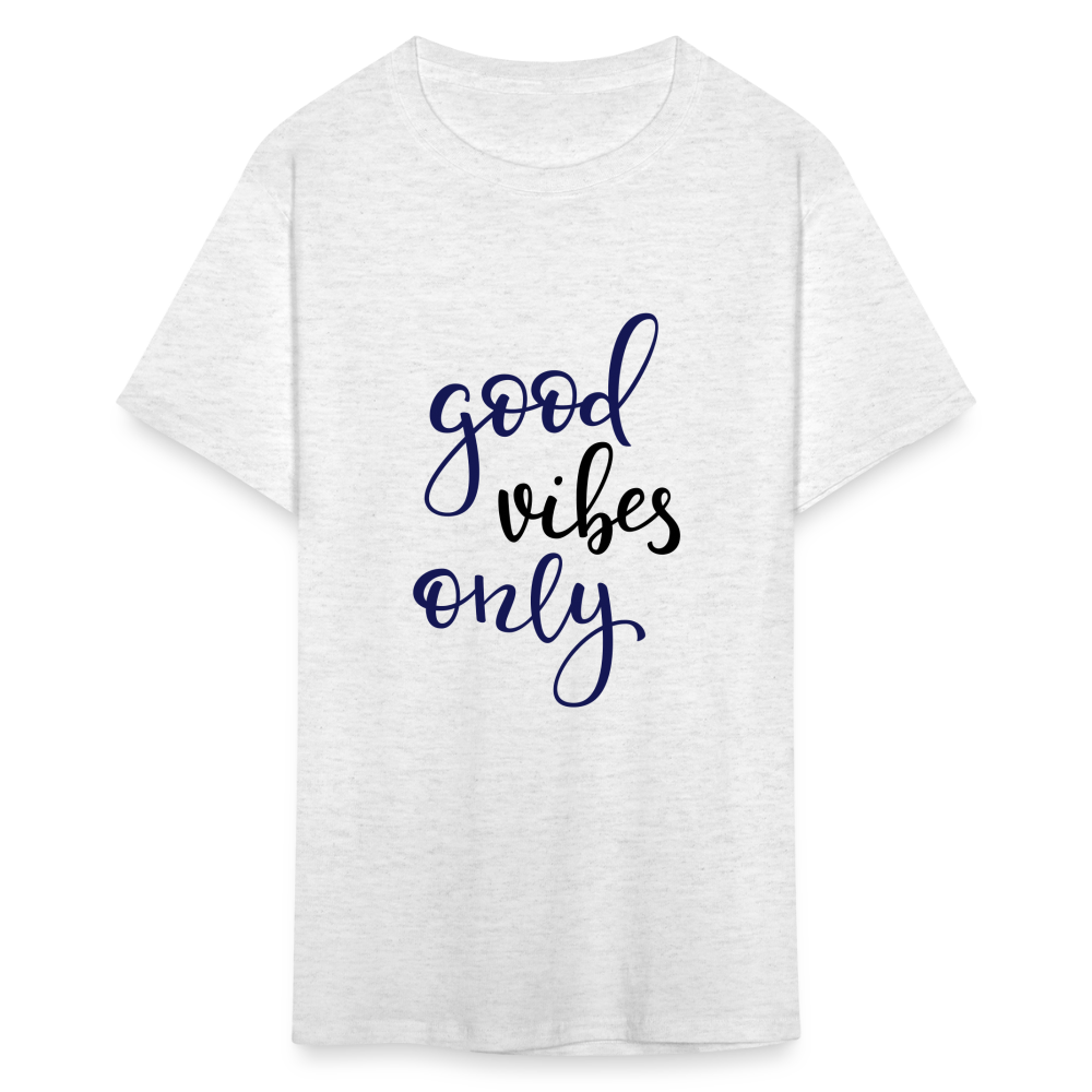 Unisex Good Vibes Print T Shirt - light heather gray