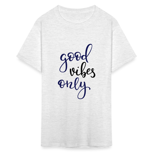 Unisex Good Vibes Print T Shirt - light heather gray