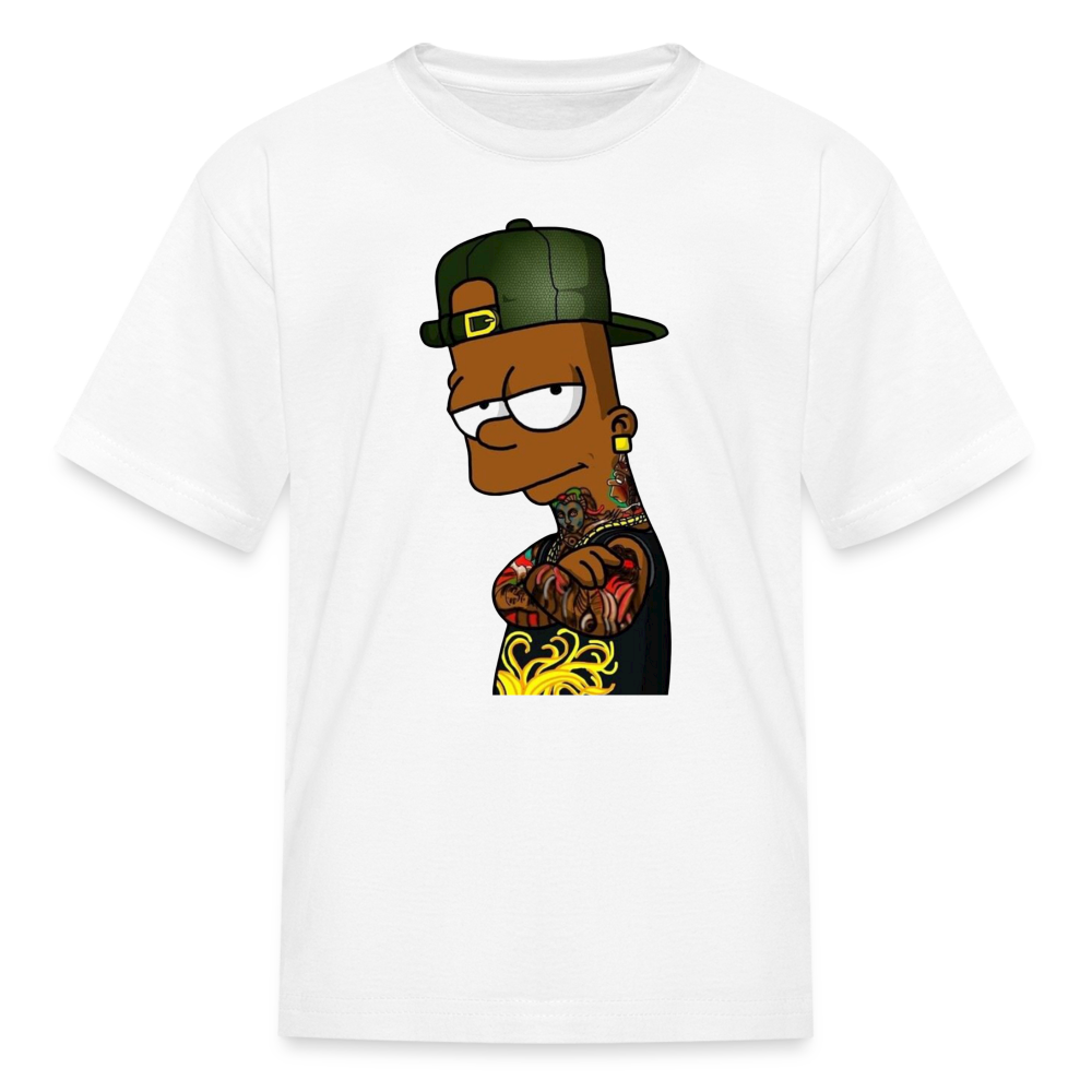 Boys Black Bart Hood Print T Shirt - white