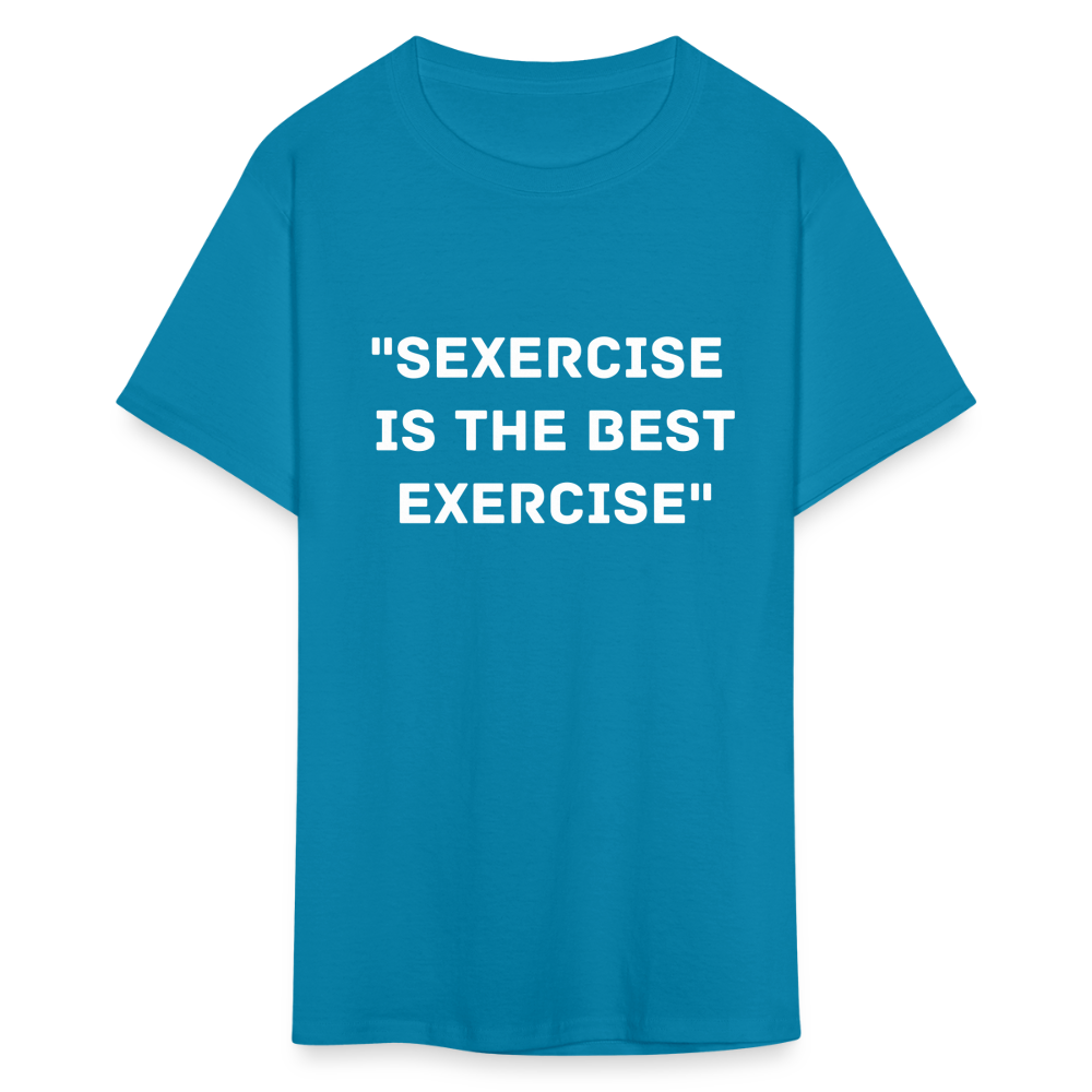 Unisex Classic Fruit of the Loom Exercise Print T Shirt - turquoise