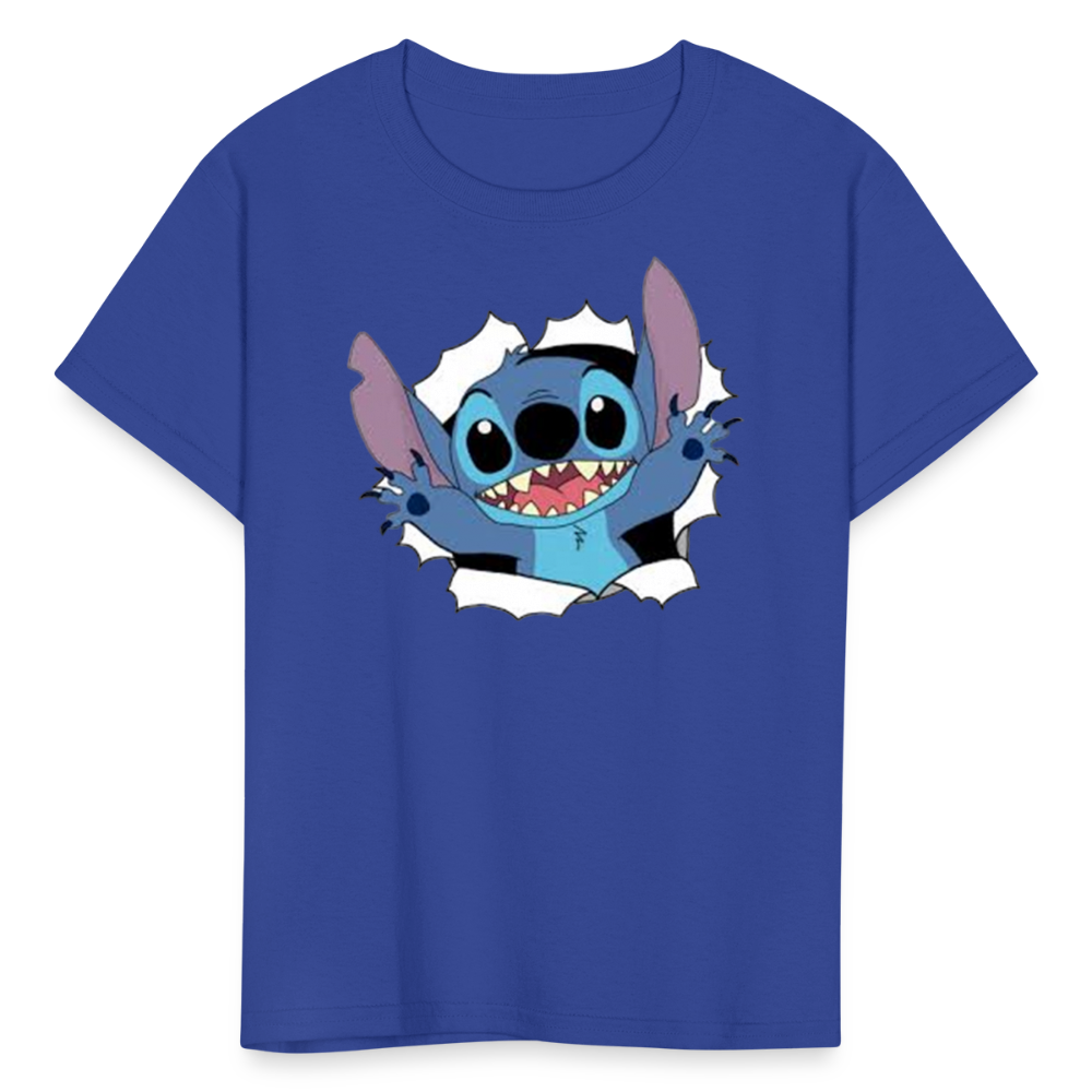 Kids and Babies Unisex Stitch Print  T-Shirt - royal blue