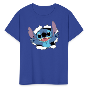 Kids and Babies Unisex Stitch Print  T-Shirt - royal blue