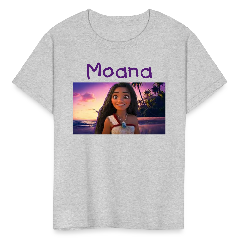 Kids Girls Fruit of the Loom Moana Print T Shirt - heather gray