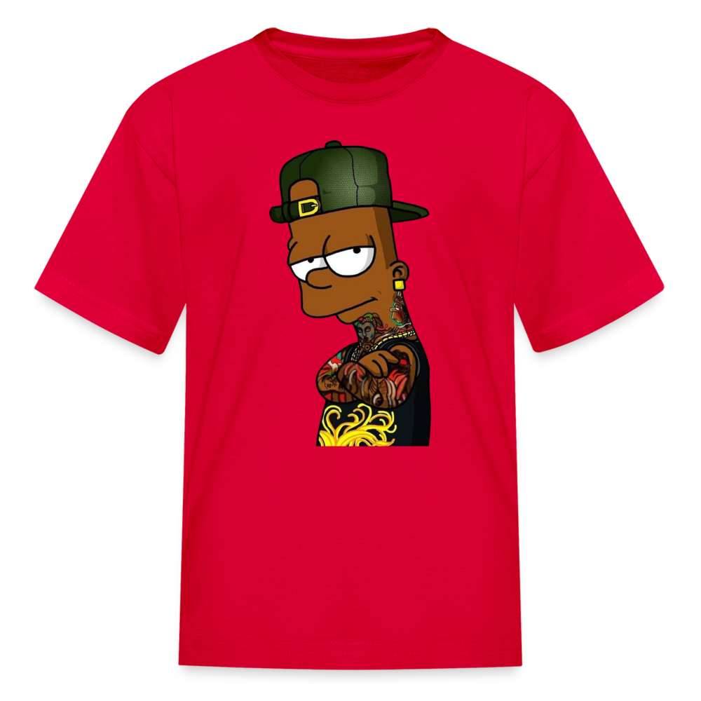 Boys Black Bart Hood Print T Shirt - red