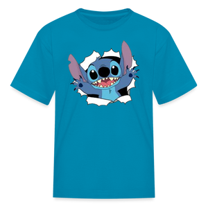 Kids and Babies Unisex Stitch Print  T-Shirt - turquoise