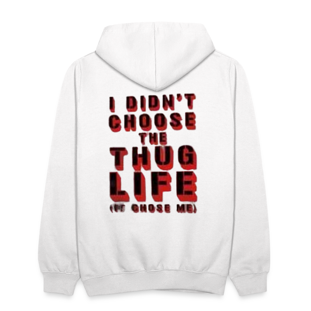 Boys Contrast Thug Life Print Hoodie - white/gray