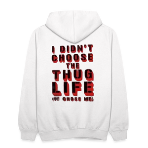 Boys Contrast Thug Life Print Hoodie - white/gray