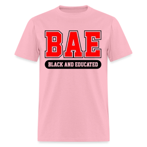 Unisex Classic Bae Print Fruit of The Loom T Shirt - pink