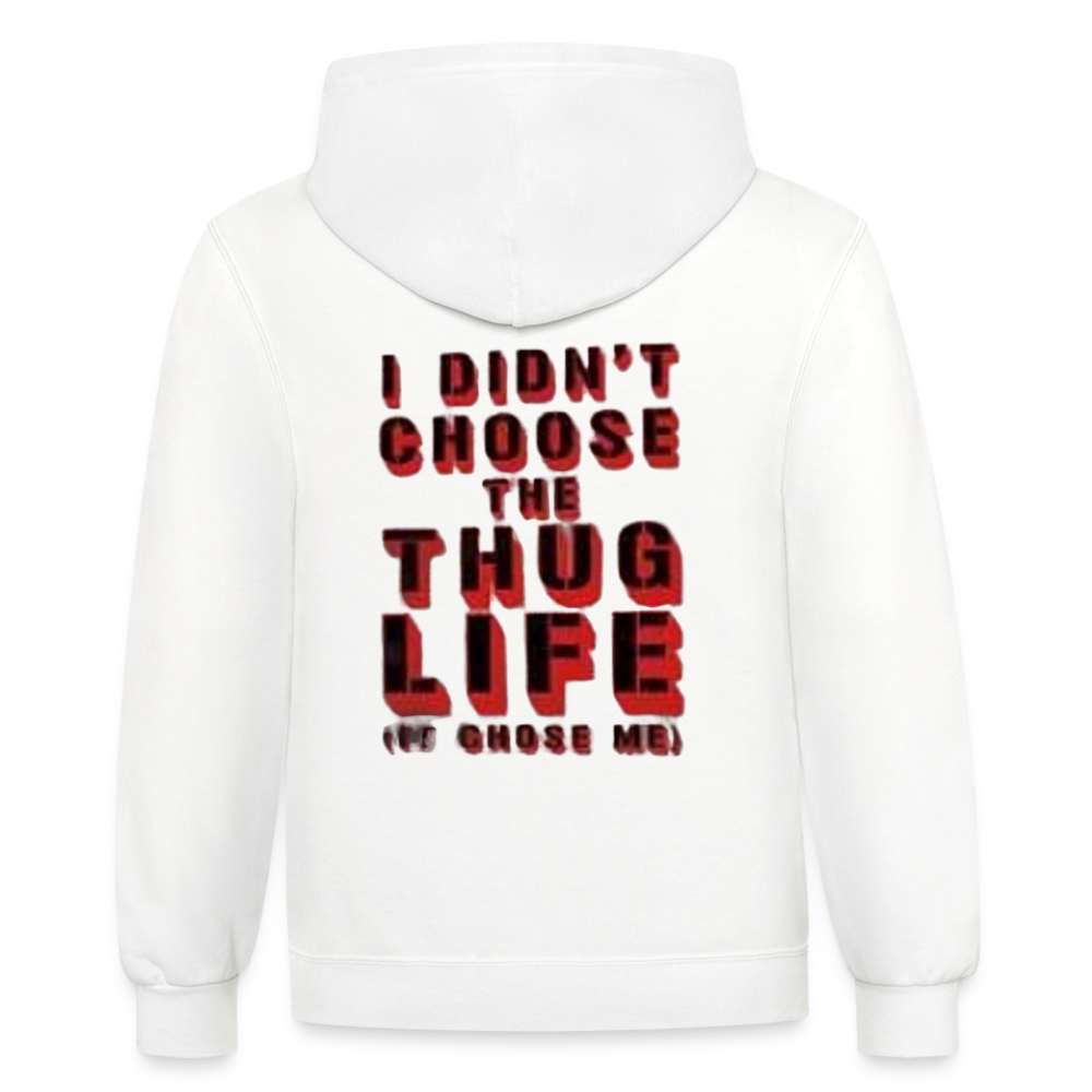 Boys Contrast Thug Life Print Hoodie - white/gray