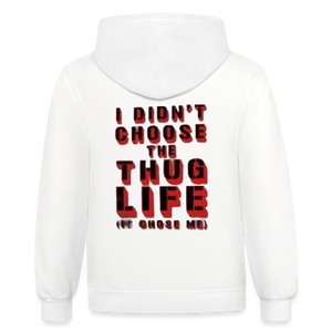 Boys Contrast Thug Life Print Hoodie - white/gray