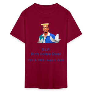 Unisex  RIP Rich Homie Quan Print T Shirt - burgundy