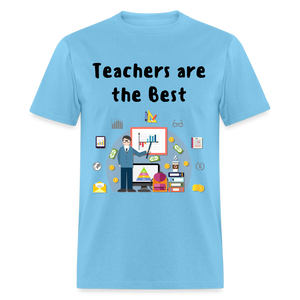 Unisex Adult Teachers Print T Shirt - aquatic blue