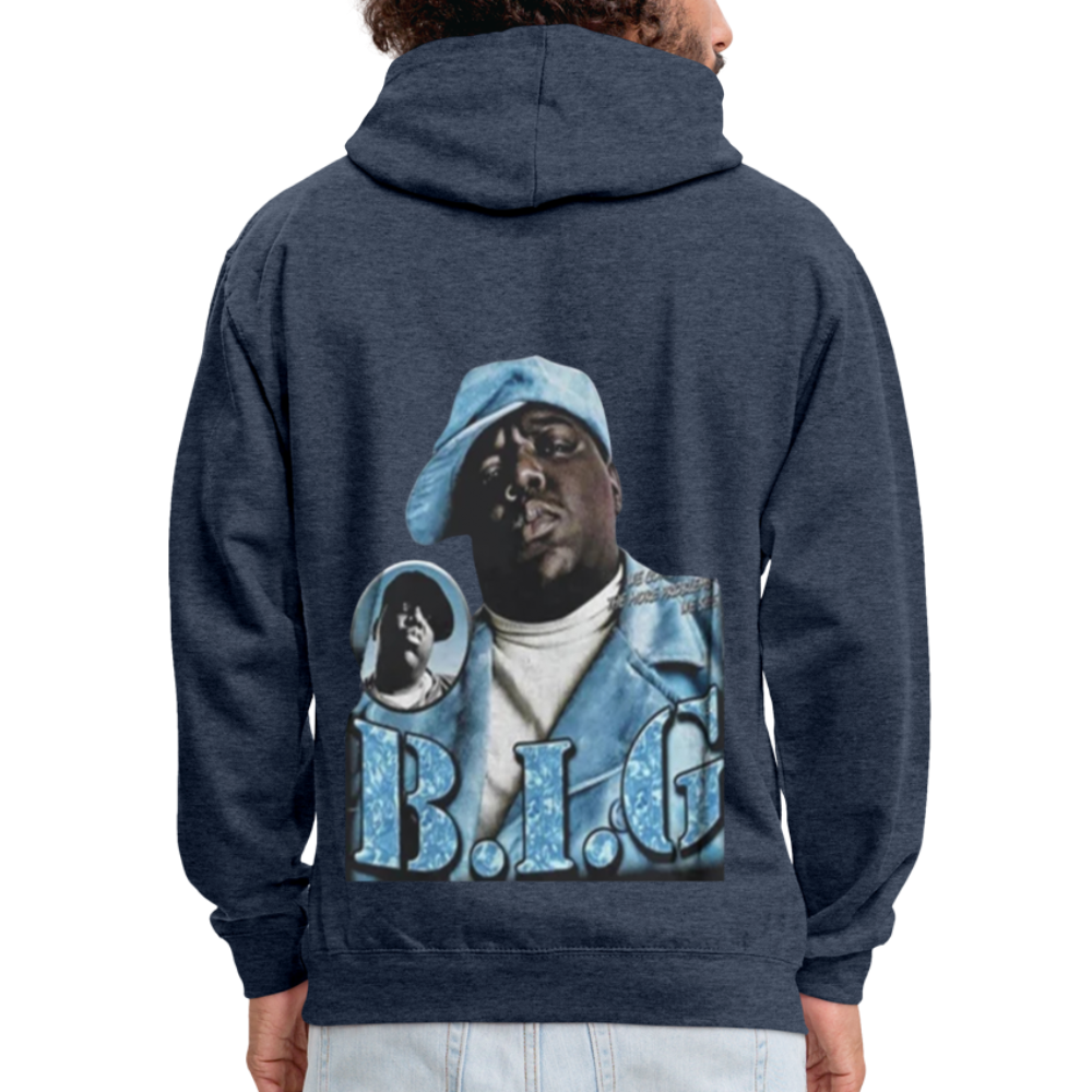 Unisex Contrast Biggie Print Hoodie - indigo heather/asphalt