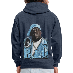 Unisex Contrast Biggie Print Hoodie - indigo heather/asphalt