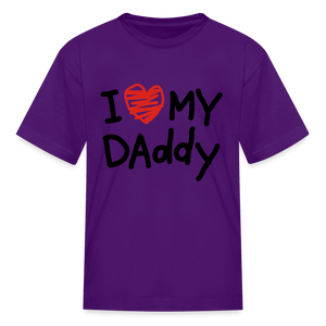 Kids Fruit of the Loom I Love Daddy Print T Shirt - purple