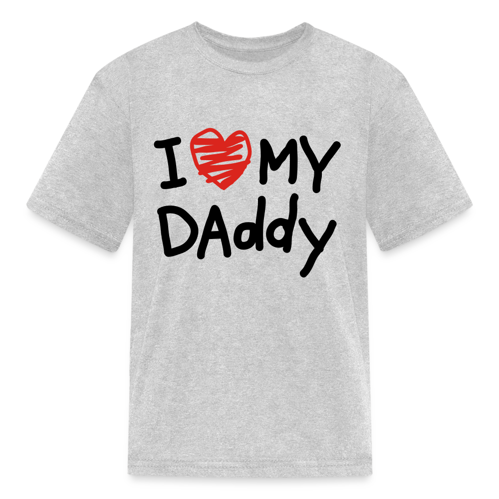 Kids Fruit of the Loom I Love Daddy Print T Shirt - heather gray