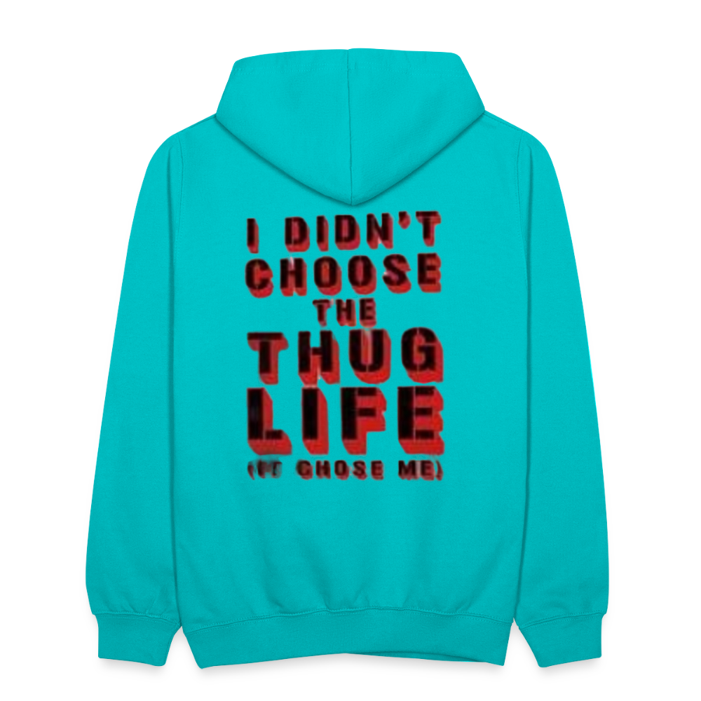 Boys Contrast Thug Life Print Hoodie - scuba blue/asphalt