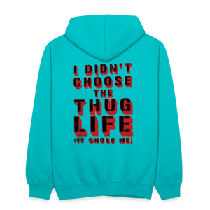 Boys Contrast Thug Life Print Hoodie - scuba blue/asphalt