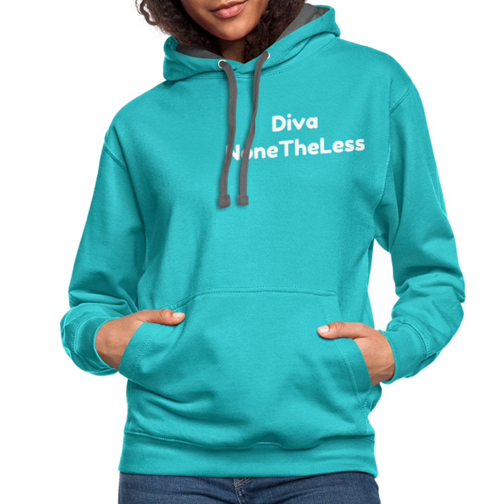 Contrast Custom Diva NoneTheLess Front & Back Hoodie - scuba blue/asphalt