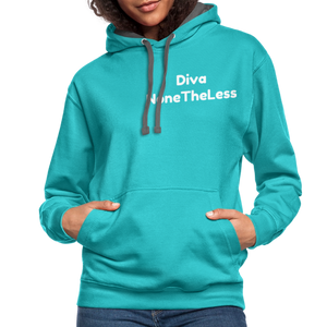 Contrast Custom Diva NoneTheLess Front & Back Hoodie - scuba blue/asphalt