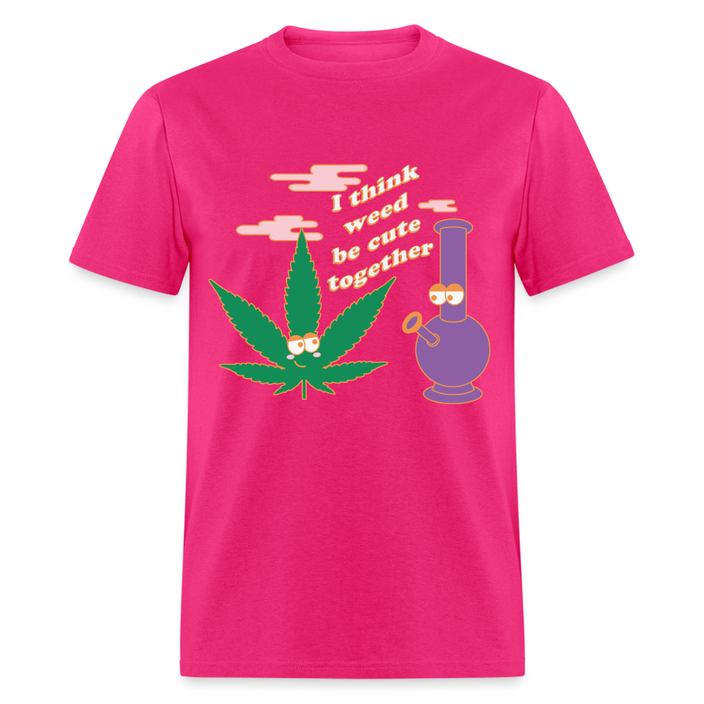 Unisex Classic Weed Print T Shirt - fuchsia