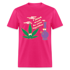 Unisex Classic Weed Print T Shirt - fuchsia