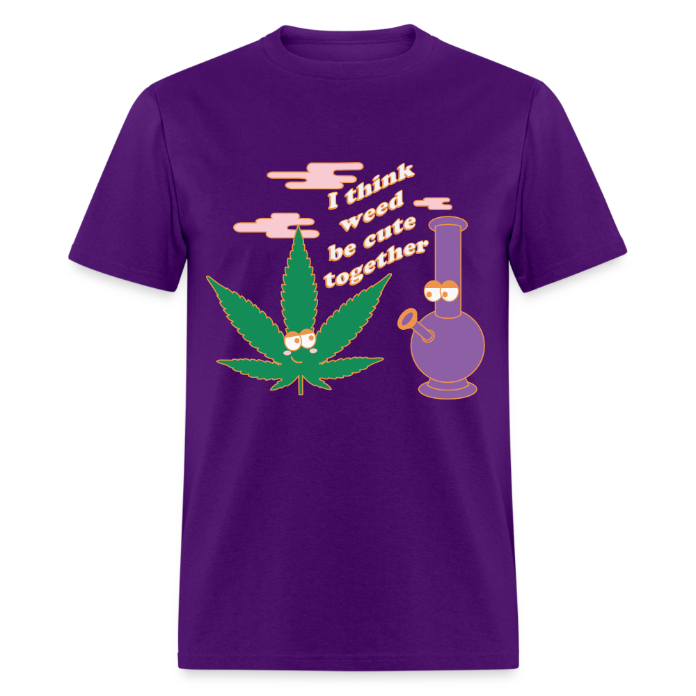 Unisex Classic Weed Print T Shirt - purple