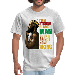 Men's Black King Print T Shirt - heather gray