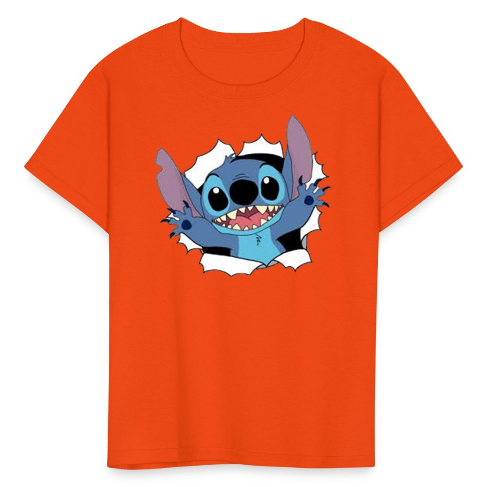 Kids and Babies Unisex Stitch Print  T-Shirt - orange