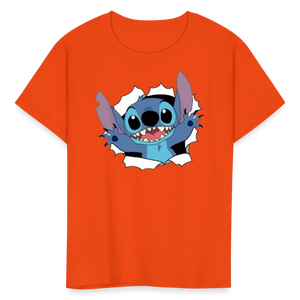 Kids and Babies Unisex Stitch Print  T-Shirt - orange