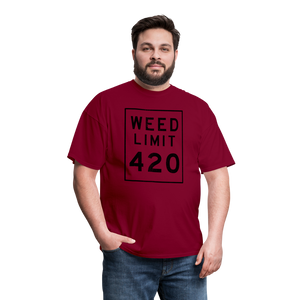 Unisex Weed Limit 420 Print T Shirt - burgundy