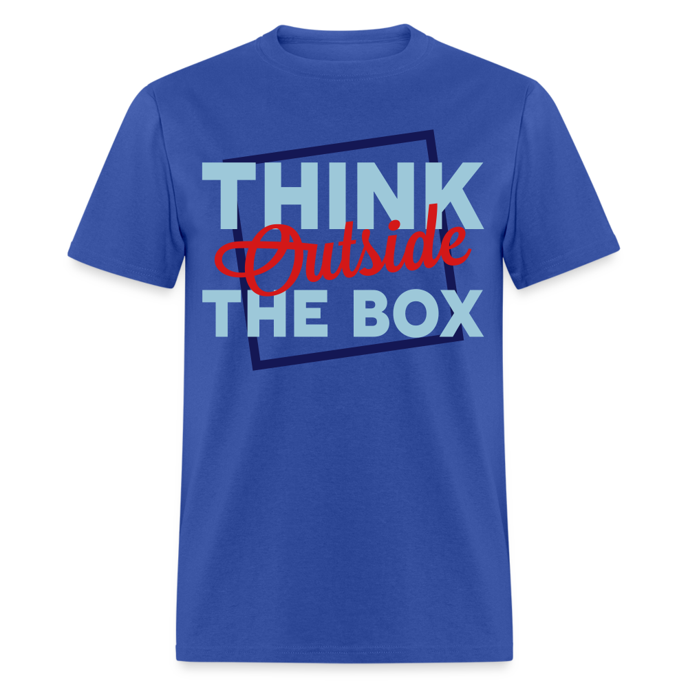 Unisex Adults Think Outside the Box Print T Shirt - royal blue