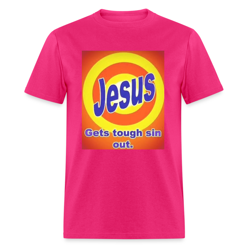 Unisex Classic Jesus Print T Shirt - fuchsia