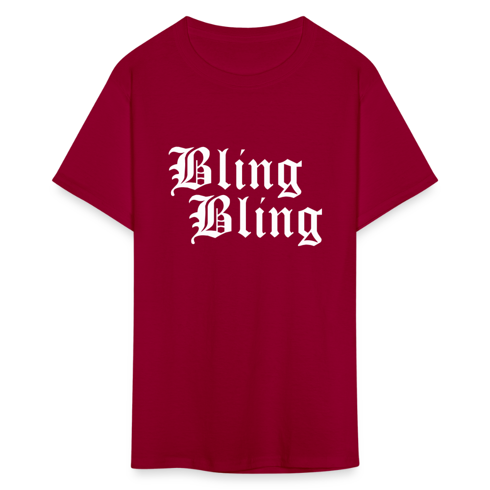 Unisex Bling Bling Print T Shirt - dark red