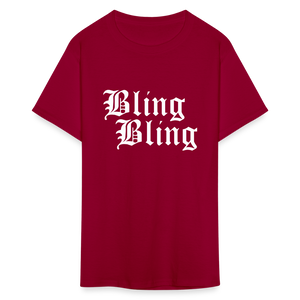 Unisex Bling Bling Print T Shirt - dark red